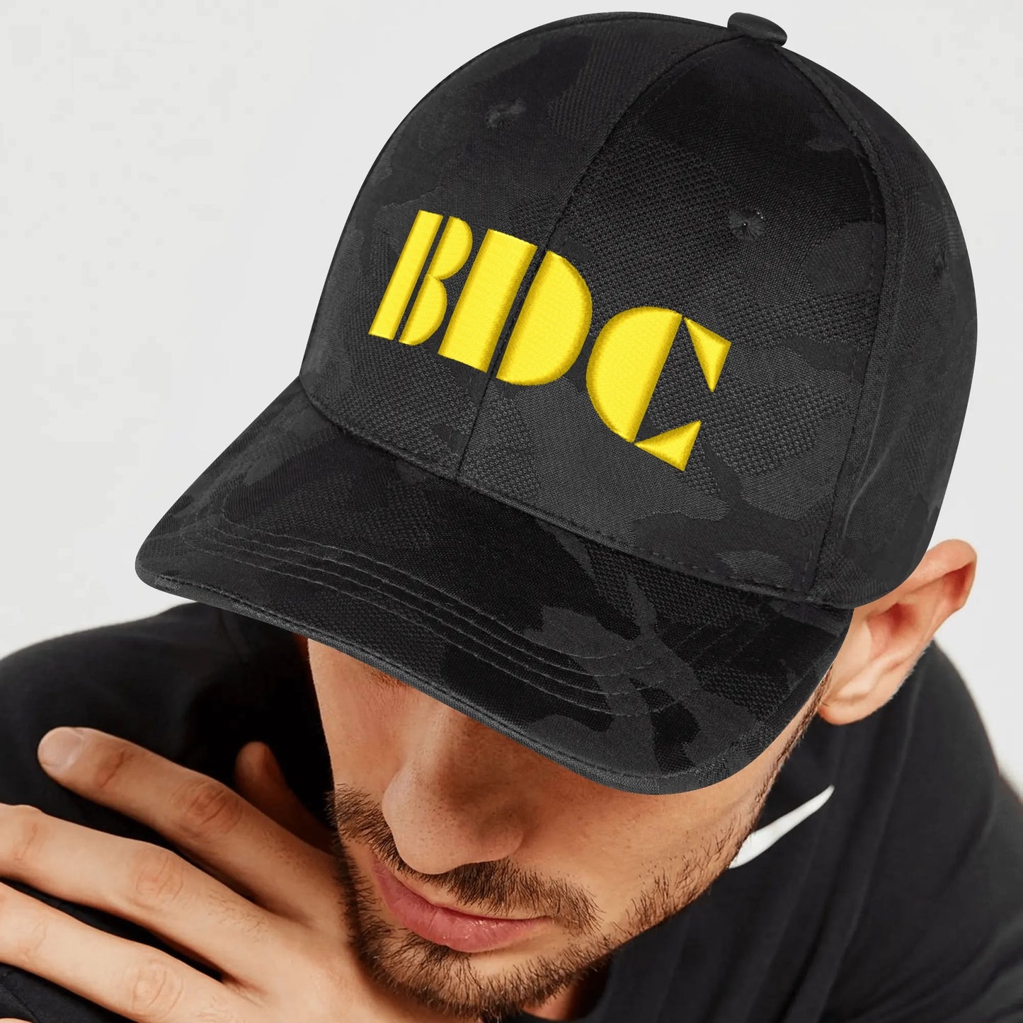 BDC Embroidered Name/Texts Sports Camo Peaked Caps