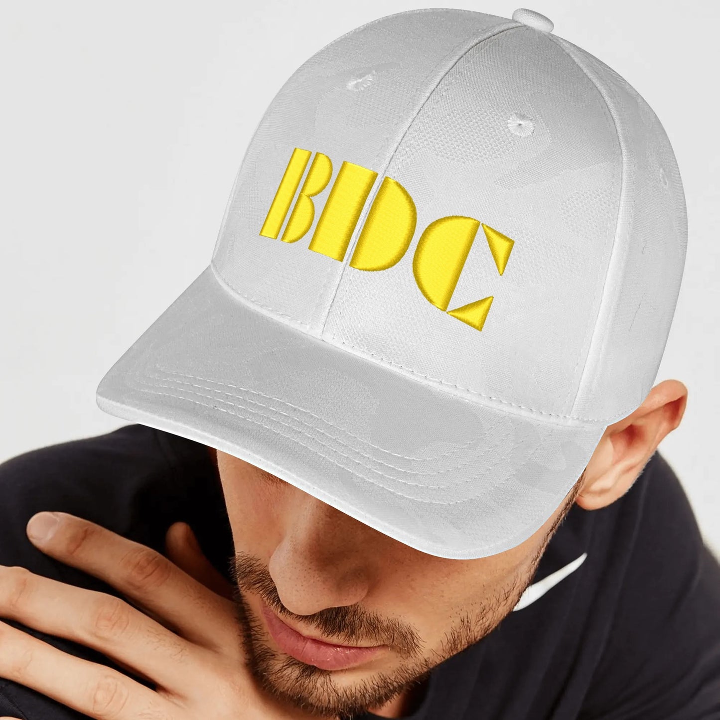 BDC Embroidered Name/Texts Sports Camo Peaked Caps