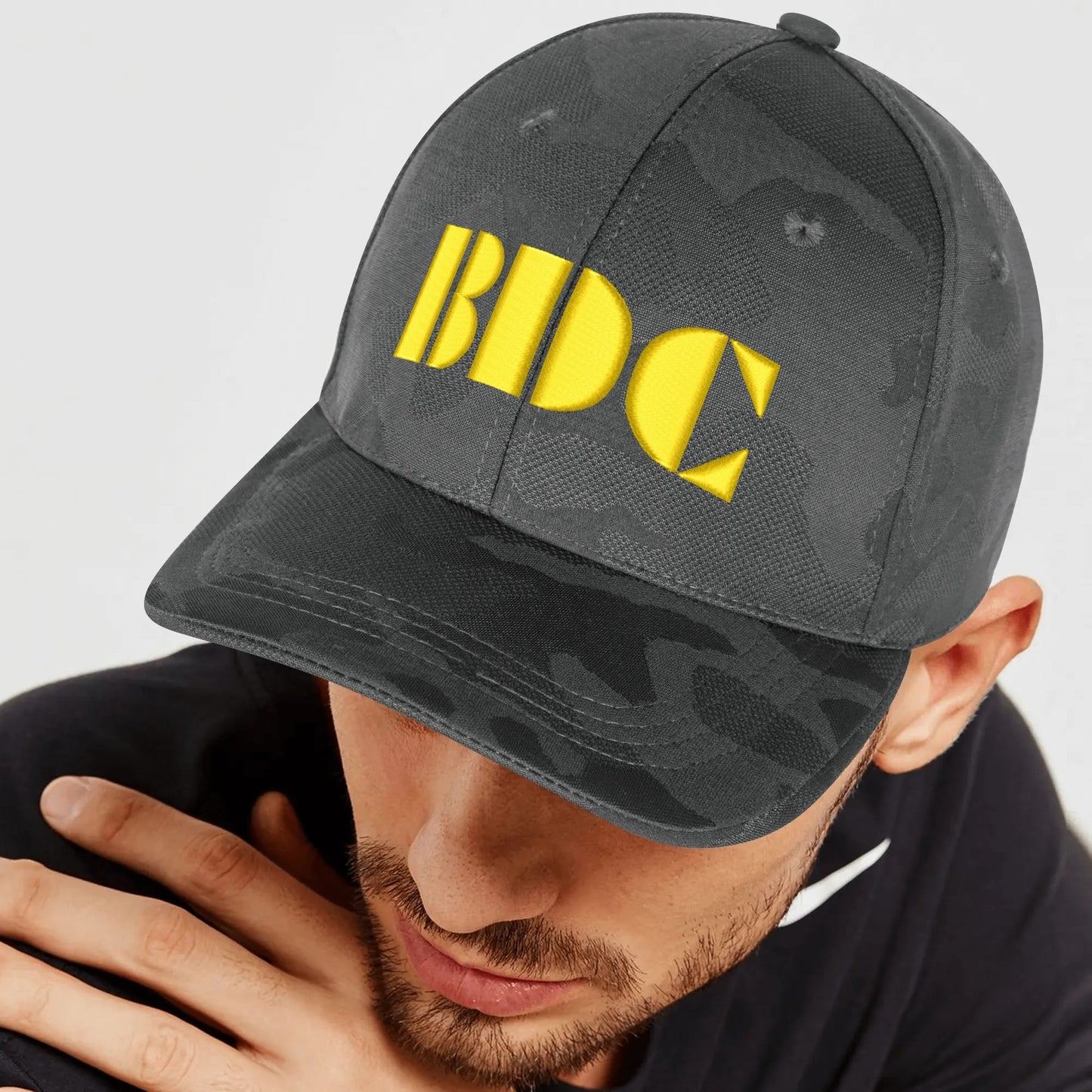 BDC Embroidered Name/Texts Sports Camo Peaked Caps