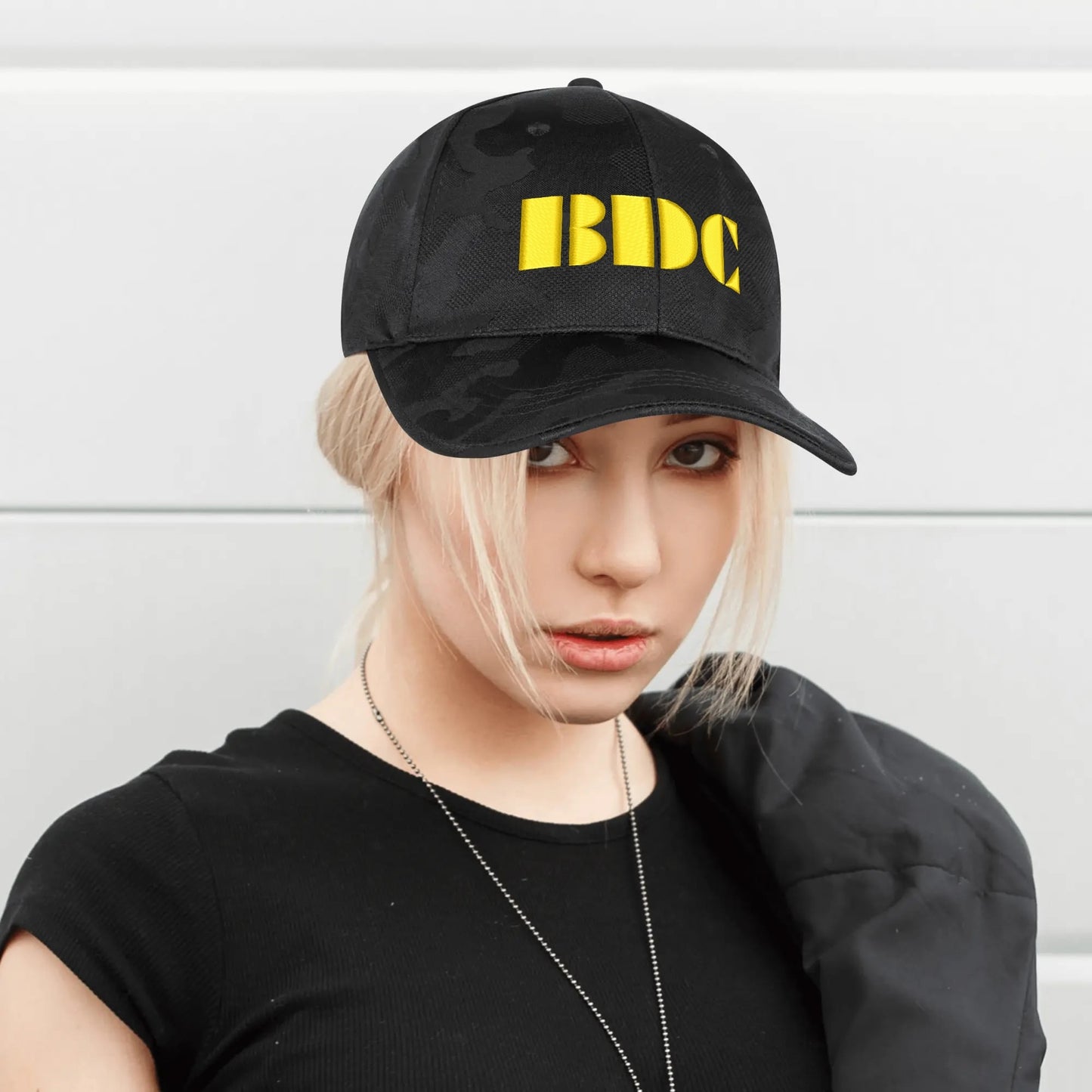 BDC Embroidered Name/Texts Sports Camo Peaked Caps