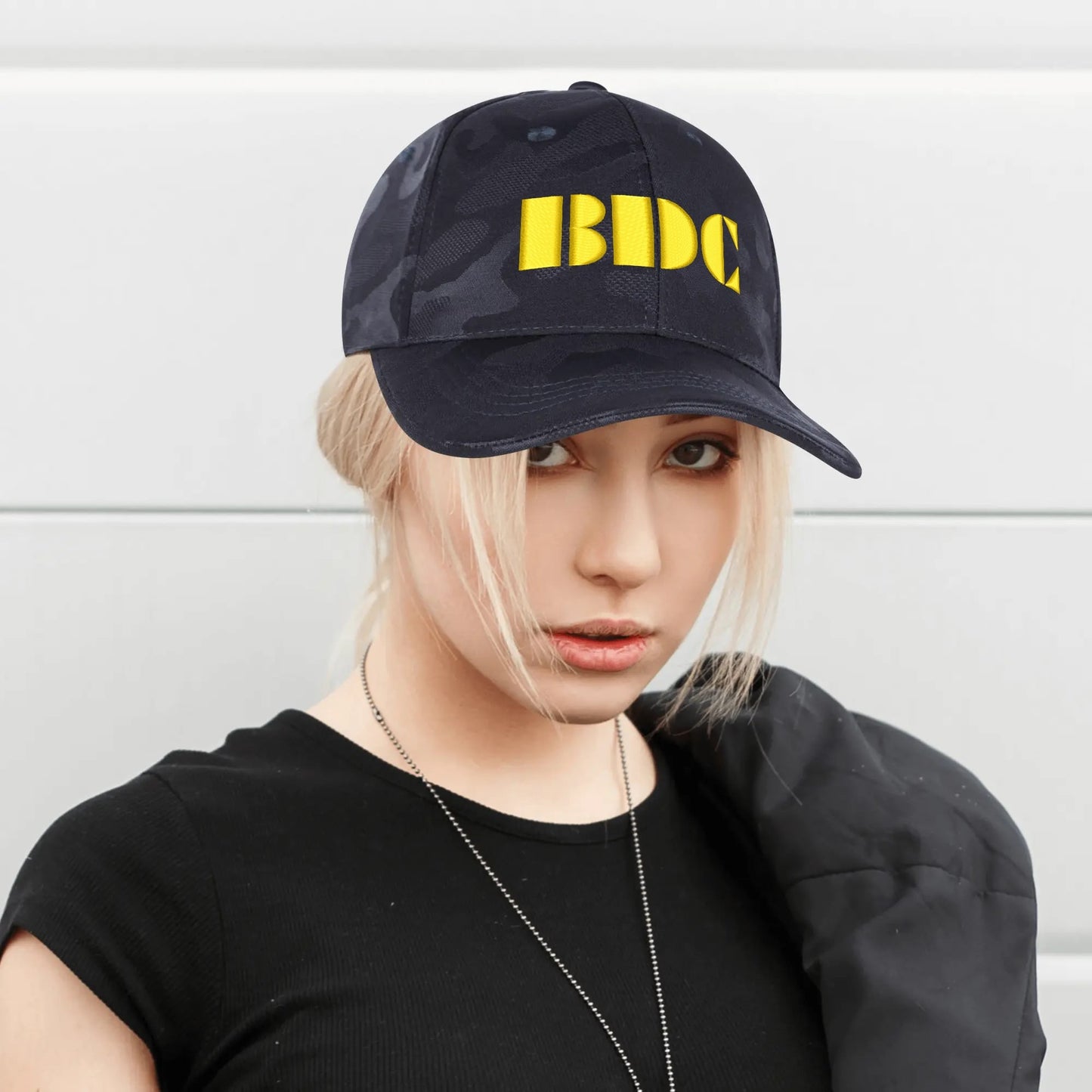 BDC Embroidered Name/Texts Sports Camo Peaked Caps